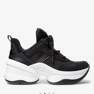 Michael Kors Olympia Canvas and Suede Trainer 7.5